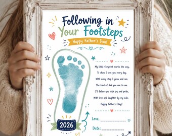 Toddler Baby Foot Fingerprint Art , Father’s Day Footprint Card Craft Printable for Kids, Dad Gift from Kids, Preschool Toddler Art Activity