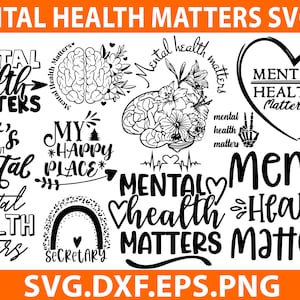 Pacchetto SVG per la consapevolezza della salute mentale: file di taglio motivazionali (file digitale)