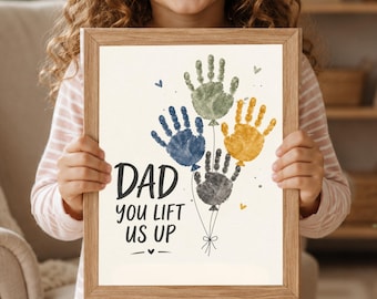 Handprint Dad Sign Craft, Father’s Day Gift from Kids, Dad Handprint Keepsake Sign from Kids, Gift for Dad Printable Template