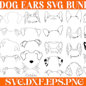 Hondenoren Svg bundel, hondenras oren SVG, hond Svg bundel, hondenoren overzicht bundel, Svg-bestand knippen voor circuit, silhouet, commercieel gebruik
