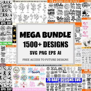 Mega Bundle svg Files for Cricut, Svg Mega Bundle, Layered, PNG, Silhouette Cut Files, Commercial Use, Instant Download