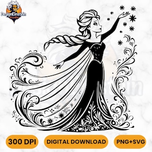 Princess SVG, Cartoon Movie, Layered Designs for Cricut, PNG Files, Princess Clipart, Princess Stickers, Silhouette, Instant Download