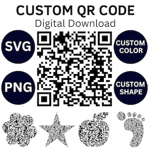Benutzerdefinierter QR-Code, schneller benutzerdefinierter QR-Code, druckbarer qr Code, SVG, Png, Pdf, benutzerdefinierte Farben, herunterladbar