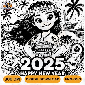 Cute SVG New Year 2025, Clipart Images, Digital design PNG file for sublimation, High Resolution, Instant Digital PNG Download