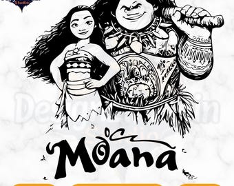 Vaiana tecknad clipart | Prinsessa SVG PNG (digital nedladdning)