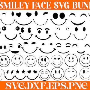Paquete de Svg de cara sonriente, Svg de cara sonriente genial, Svg de cara sonriente para sudadera con capucha Svg de cara feliz, emoji Svg, archivo de corte EPS/SVG/PNG de moda.