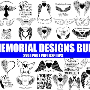 Memorial Angel Wings Svg bundle, Angel Wings Clip Art Bundle, Wings Cut File For Silhouette, PNG wings, Digital Download