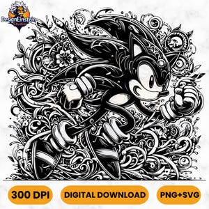 HEDGEHOG SVG | Gaming Svg Files for Cricut | Layered Svg | Intricate Clipart | Silhouette Vector Cut File | Instant Download