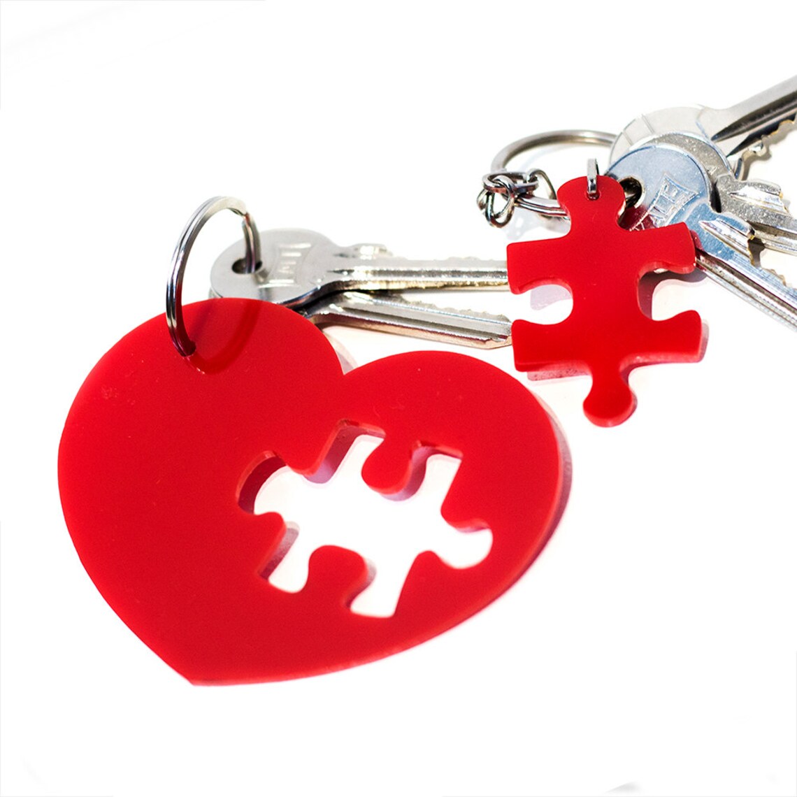 Puzzle Keychain Puzzle Heart Keychain for Couples Key Chain Etsy