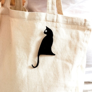 Spooky Black Cat Brooch, Halloween Pin for Cat Lovers, Laser Cut Acrylic, Gifts Under 25