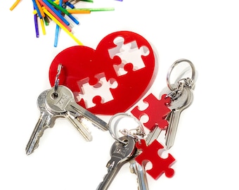 Family Puzzle Keychain Set,Plexiglass Keychain,Lasercut acrylic,Gifts Under  25