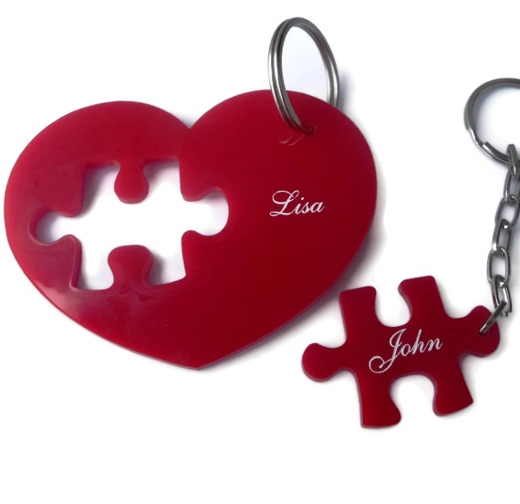 Items similar to Personalized Puzzle Accessories,Puzzle Keychain,Key Chain Set,Plexiglass, Laser