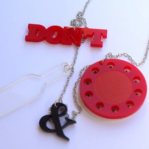 Don&#39;t Drink and Dial Necklace, Plexiglass Necklace, Lasercut Acrylic