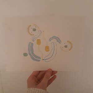Original Tulpen auf Leinwand, Kunstwerk Tulpe Pflanzen Blätter, gouache