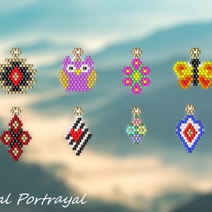 8 Small Brick Stitch Earring/Pendant Pattern Chart PDF Instant Download GRAPH ONLY No Word Chart image 1