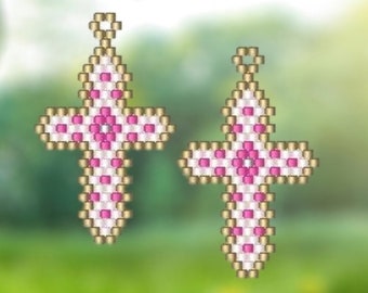 Spring Cross - Brick Stitch Earring/Pendant Pattern Chart PDF - Instant Download