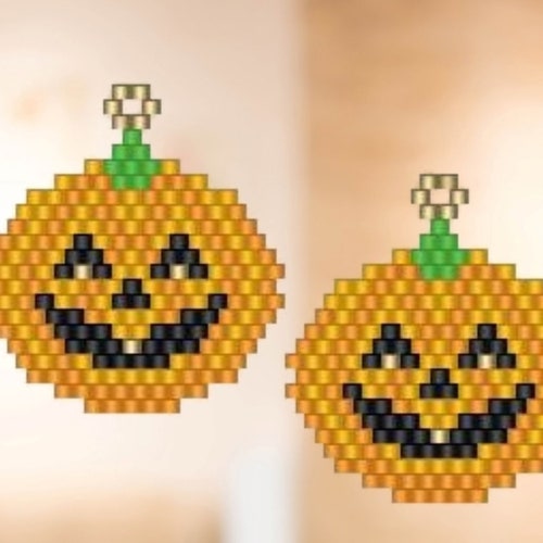 Jack O Lantern Brick Stitch Pattern for Beaded Fringe Etsy