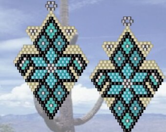 Tucson Turquoise - Western Style Brick Stitch Earring/Pendant Pattern Chart PDF - Instant Download