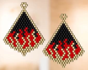 Dancing Red Brick Stitch Earring/Pendant Pattern Chart PDF - Instant Download