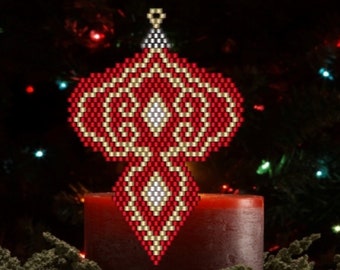 Christmas Bobble Beaded Ornament - Flat Brick Stitch Ornament Pattern Chart PDF - Instant Download