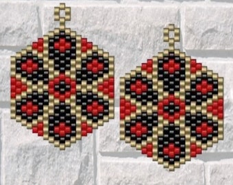 Vivian - Peyote or Brick Stitch Earring/Pendant Pattern Chart PDF - Instant Download