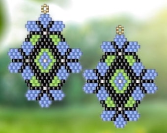 Bluebells -  Brick Stitch Earring Pattern Chart PDF - Instant Download