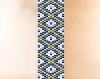 Odd Count 13 Wide Peyote Bracelet Pattern with Word Chart PDF - Instant Download