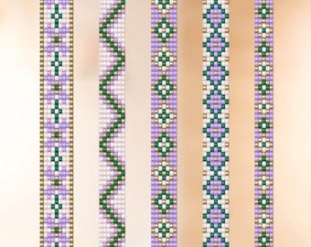 Fill Your Wrist - 5 Narrow Loom Seed Bead  Bracelet Patterns Set 3 PDF - Graph Chart Only - No Word Chart - Instant Download