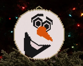 Peyote Stitch Silly Snowman Christmas Beaded Ornament Flat Circular Pattern Chart PDF - Instant Download