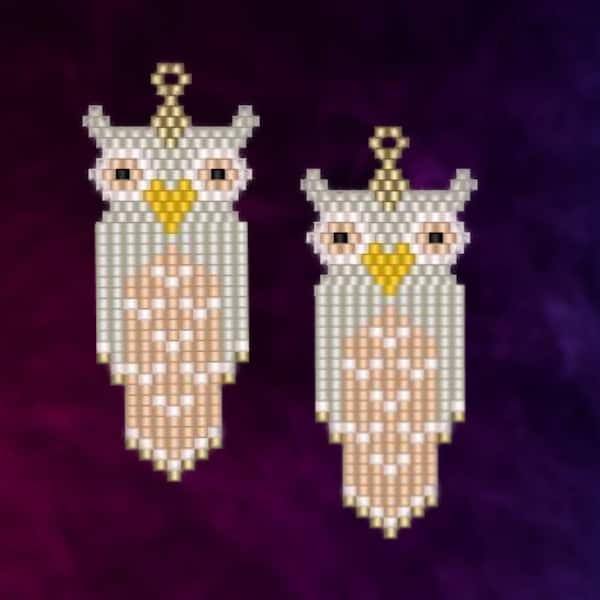 Hibou à franges - Brick Stitch et Fringe Earring Pattern Chart PDF - Téléchargement immédiat