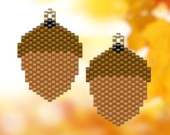 Acorn - Peyote Stitch Earring/Pendant Pattern Chart PDF - Instant Download