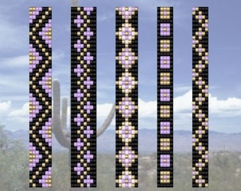 Loom Seed Bead Bracelet Patterns: Narrow Style, Set of 5 (PDF Download)