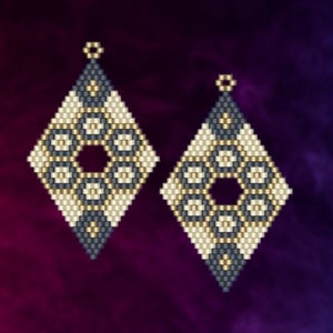 Moonflower - Brick Stitch Beaded Earring Pattern Chart PDF - Instant Download