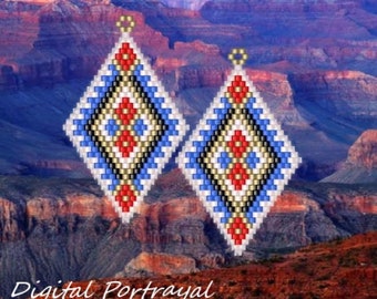 Calico - Western Brick Stitch Earring/Pendant Pattern Chart PDF - Instant Download