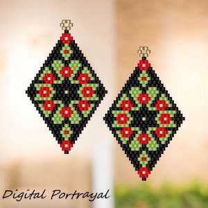 Rosalind - Brick Stitch Earring Pattern Chart PDF - Instant Download  Seed bead, Bead weaving