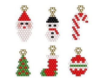 6 Mini Christmas Earring Designs - Brick Stitch Earring PDF - Instant Download- No Word Chart