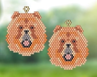 Chow Chow Dog - Brick Stitch Earring Pattern Chart PDF - Instant Download