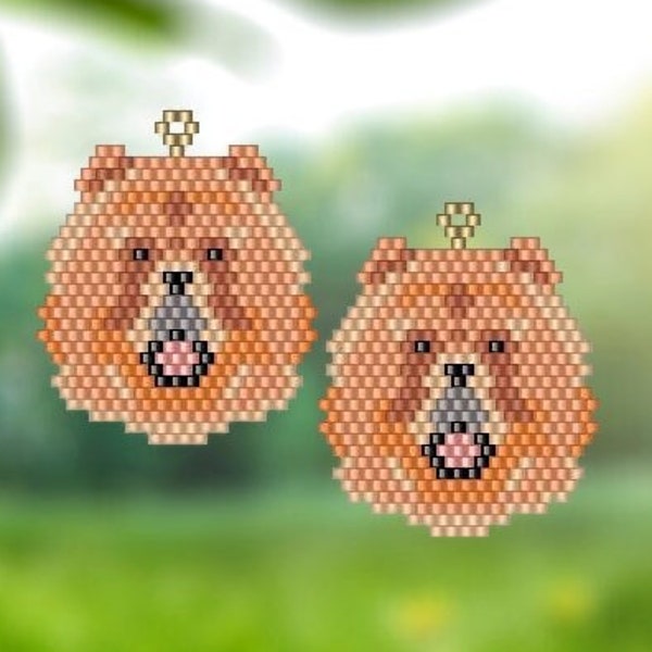 Chow Chow Dog - Brick Stitch Earring Pattern Chart PDF - Instant Download