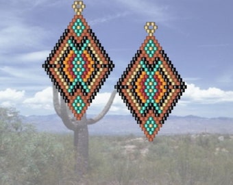 Bryce Canyon Diamond - Western Style Brick Stich Earring Pattern / Chart PDF - Instant Download