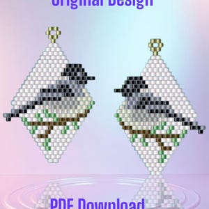 Chickadee - Brick Stitch Earring/Pendant Pattern Chart PDF - Instant Download  Seed bead, Bead weaving
