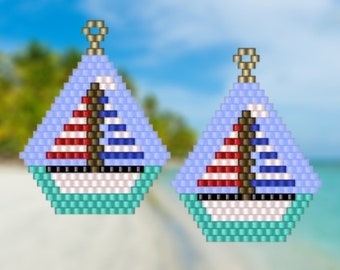 Sailboat - Brick Stitch Earring/Pendant Pattern Chart PDF - Instant Download