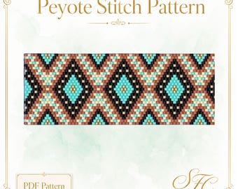 Carson -Odd Count Peyote Seed Bead  Bracelet Pattern Chart PDF - Instant Download