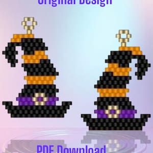 Hexenhut Samen Perlen Ohrringe Muster: Brick Stich PDF (1x1.25 in)