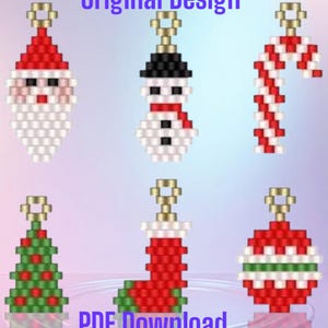 Patrón de pendientes navideños de cuentas: Punto ladrillo (PDF, descarga inmediata)