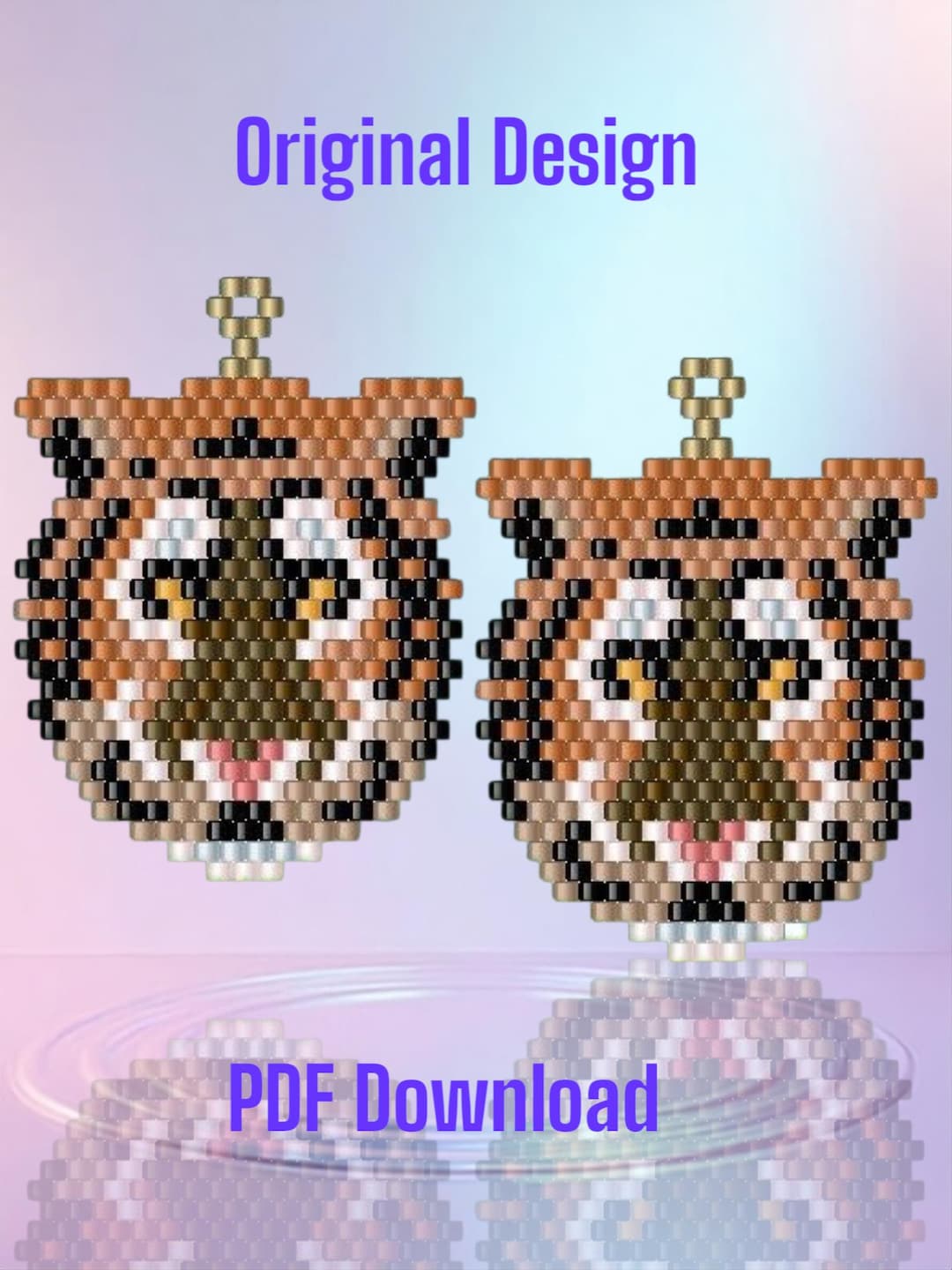 Tiger - Brick Stitch Earring Pattern Chart PDF - Instant Download ...