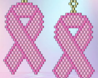 Awareness Ribbon - Brick Stitch Earring Pattern Chart PDF - Instant Download  Seed bead, Bead weaving