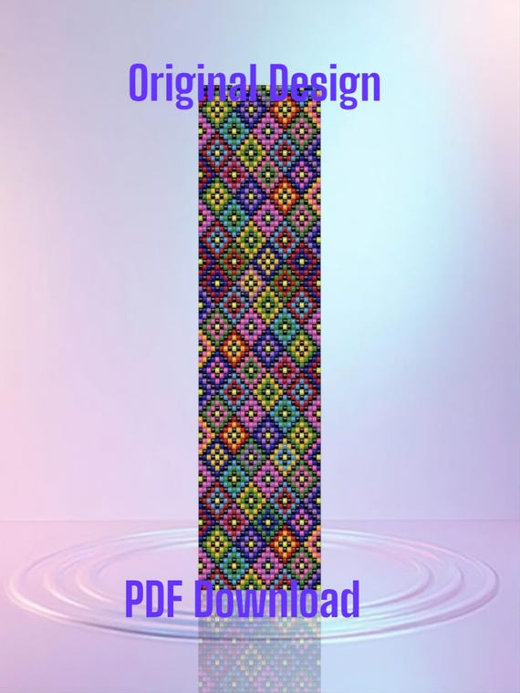 Granny Squares Bead Loom Seed Bead  Bracelet Pattern Chart PDF - Instant Download