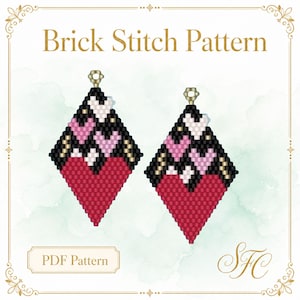 Exploding Hearts - Brick Stitch Earring Pattern Chart  and Basic Instructions: PDF - Instant Download Pattern + Brick Stitch Basics PDF