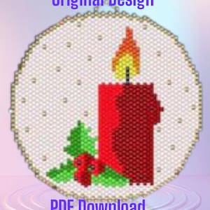 Gráfico de padrão circular plano para velas de Natal em ponto peyote em PDF - Download instantâneo - Contagem ímpar