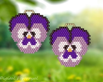 Pansy 2- Brick Stitch Earring Pattern Chart PDF - Instant Download